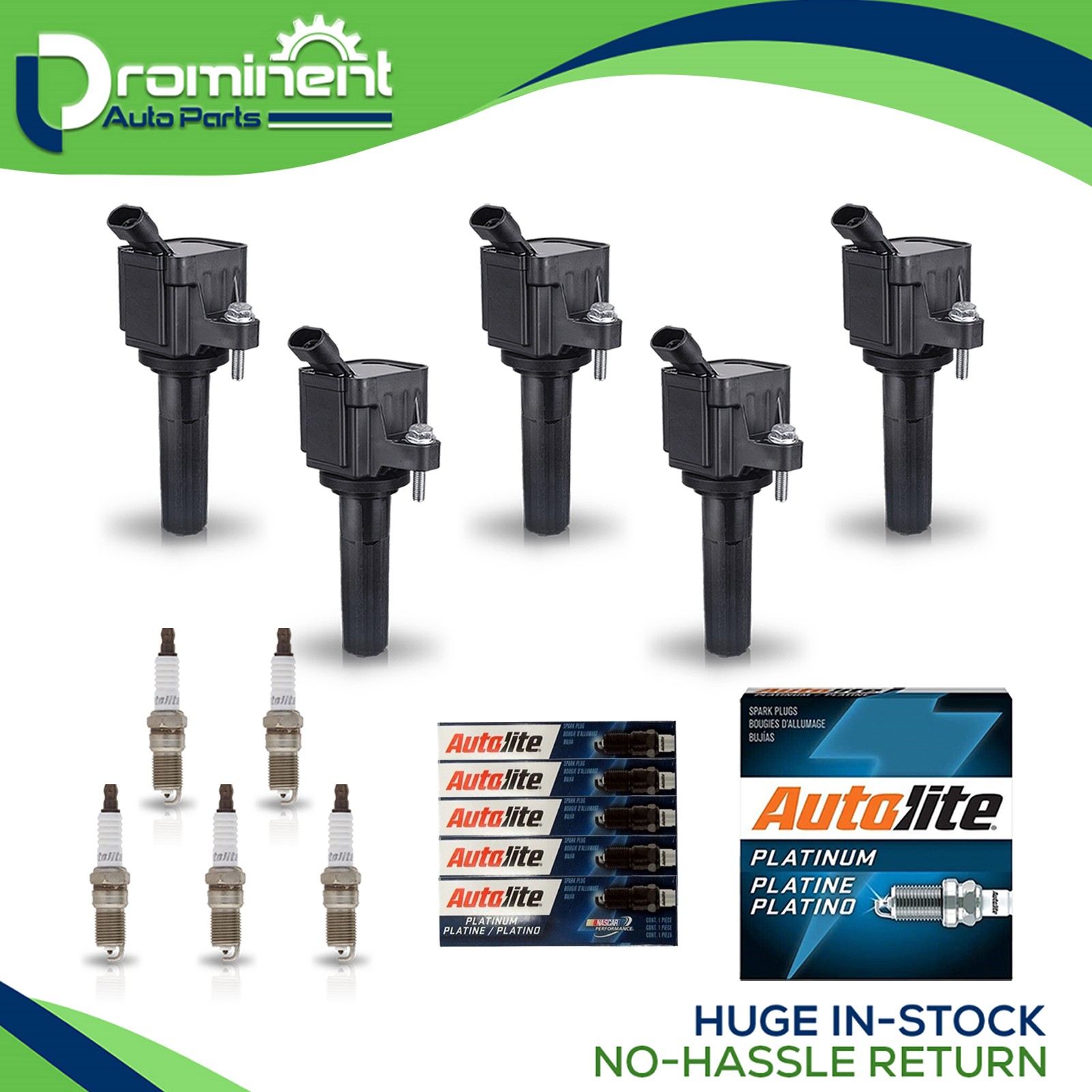 5 Ignition Coil  5 Autolite Platinum Spark Plug for 2007-2010 Hummer H3 3.7L