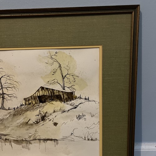 Signed “Anna Sandhu ‘72” Landscape Lithograph Framed & Matted NO GLASS - Picture 7 of 7