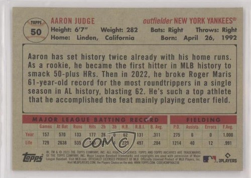 Topps Archives 1956 Topps Aaron Judge #50 2023 - Imagen 2 de 7