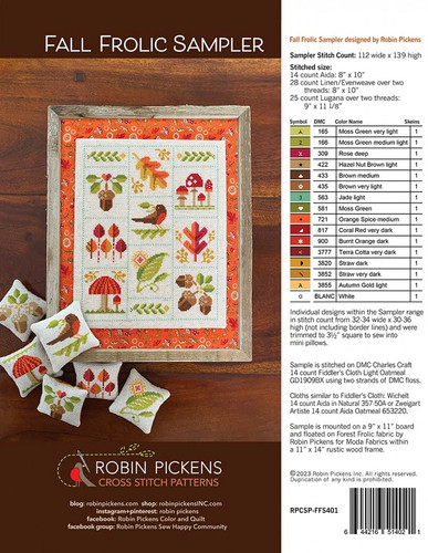 Herbst Frolic Sampler Kreuzstichmuster von Robin Pickens - Bild 7 von 7