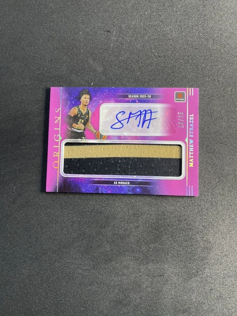 Matthew Strazel 2025-26 Origins EuroLeague Patch Auto Pink #'d /25