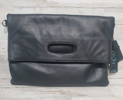 Cynthia Rowley Womens Black Leather 3 Way Cross Body,Tote,Clutch Bag Dtach Strap - Afbeelding 2 van 15