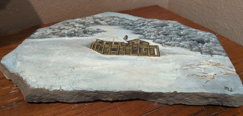 Roca pintada/escalón/losa de hormigón de cabaña/casa nieve 14" pintado a mano - Imagen 5 de 10