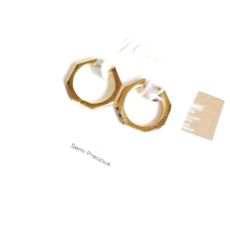 Pendientes de aro Huggie de piedras semipreciosas J.Crew chapados en oro de nogal dorado nuevos con etiquetas Foto 2 de 4