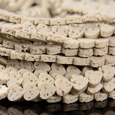 Ivory White Lava Gemstone Love Heart 6MM Loose Beads (D643)