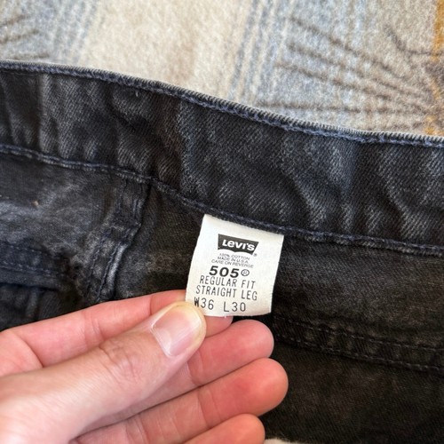 Vintage Levi’s 505 Orange Tab Black Denim Jeans 36x30 USA Made Regular Straight - Picture 3 of 9