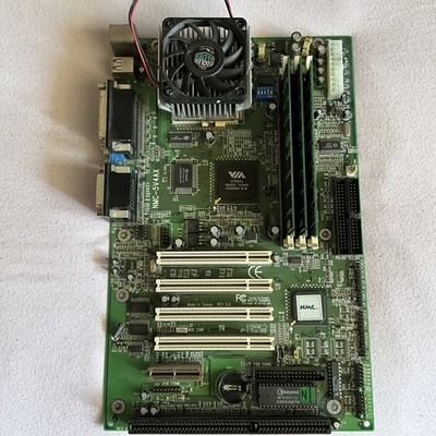 NMC-5V4AX REV0.6 Mainboard Socket 7  mit Lüfter, Ram Cyrix CPU, Onbord Grafik