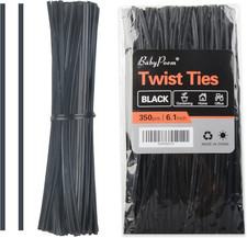 Twist Ties, 350 PCS, 6.1 Inches, Bread Ties, Black, Reusable, for Bags, for Gard