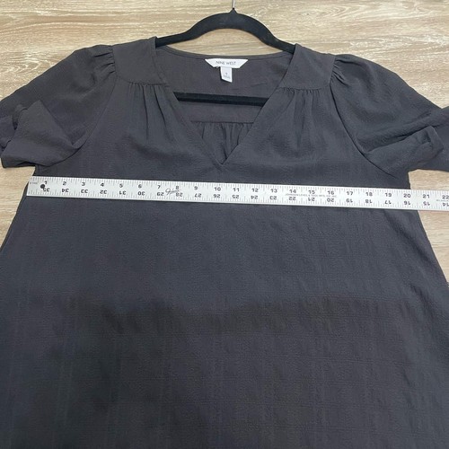 Nine West Damen schwarzes Kleid mit Gürtel V-Ausschnitt Flatterärmel Gr. Small - Bild 11 von 12