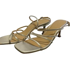 NIB Ann Taylor Silver Leather Strappy Sandals Size 9.5 M