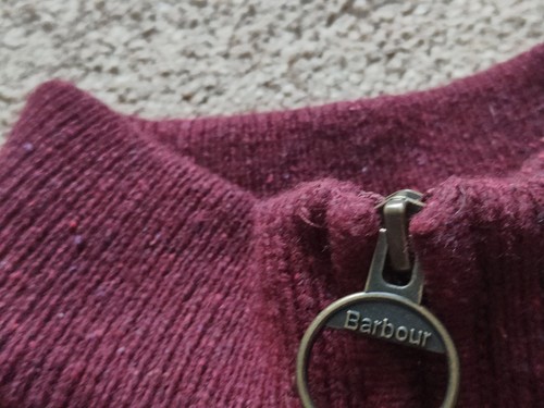 Men's BARBOUR " TISBURY " 1/2 Zip Ruby Coloured Jumper MKN1187RE53. UK Size XL. - Picture 3 of 10