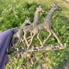 Vintage Brass Giraffe Wall Mount 5 Key Jewelry Holder Hanger Approx. 6" W x 5" H
