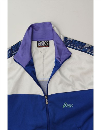 ASICS Mens Graphic Tracksuit Top Jacket IT 54 XL Blue Colourblock CO07 - Imagen 4 de 4