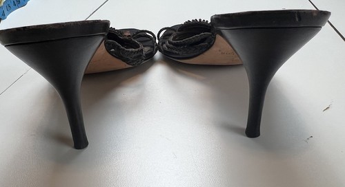 Ann Taylor Brown Braided Leather Strap Beaded Medallion Slip On Heel Sandal 8.5 - Picture 6 of 7
