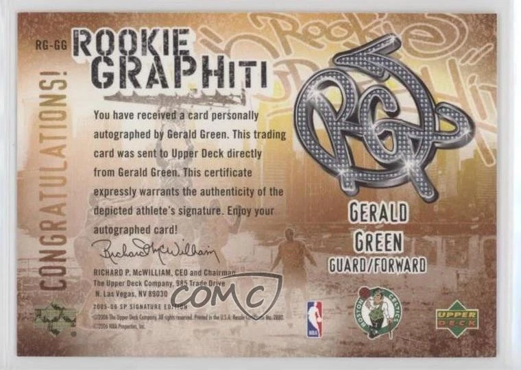 2005-06 SP Signature Edition Rookie Graphiti/100 Gerald Green #RG-GG automático radiocontrol Foto 2 de 2