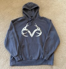 Realtree Sweatshirt Hoodie Mens XL Blue Camo Deer Antler Logo Hunting Outdoors