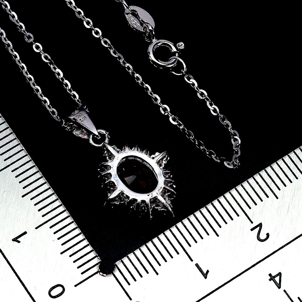 925 Sterlingsilber Halskette Oval Gelbe Saphir 9x7mm Natürlicher Edelstein 1 - Bild 3 von 4