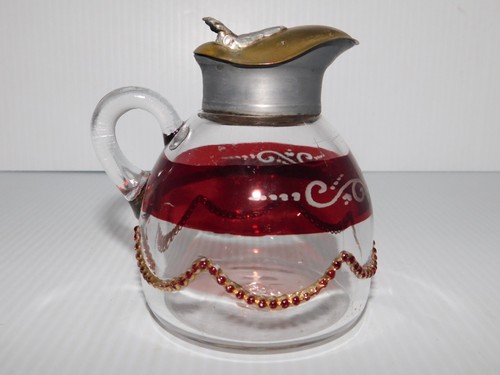 HEISEY BEADED SWAG RUBY STAINED SYRUP PITCHER - Picture 3 of 5