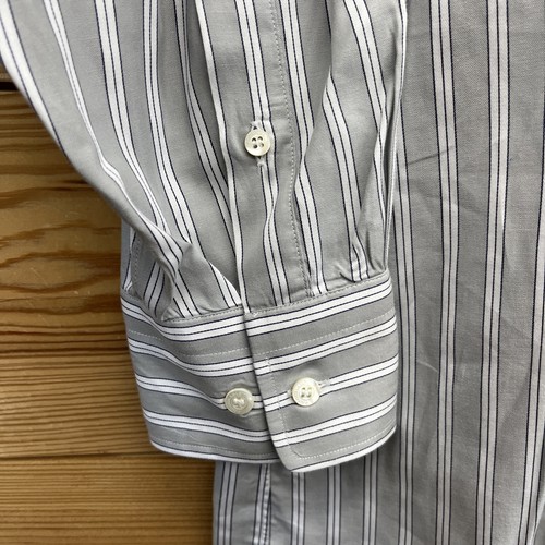 Faconnable Club Dress Shirt Mens 43 R 17 French Design Gray White Stripe LS B119 - Picture 6 of 13