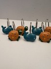 Turtle and Whale Ceramic Shower Curtain Hooks Sea Life Set of 12