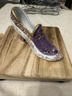 Limoges Hand Painted PURPLE Porcelain FLORAL High Heel Women’s Shoe Figurine