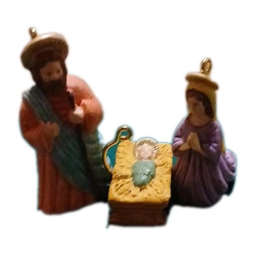 Vtg 1996 Hallmark O Holy Night Nativity Scene Miniature Keepsake Ornament In Box - Picture 4 of 10