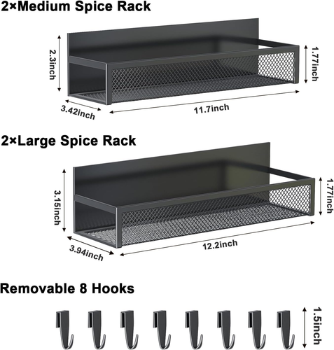 Magnetisches Gewürzregal für Kühlschrank, 4er Pack Magnetablage, Kühlschrankmagnet Orgel - Bild 2 von 7