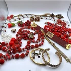 New ListingVintage Red Gold Tone Jewelry Lot 15oz Estate Costume West Germany Japan Avon