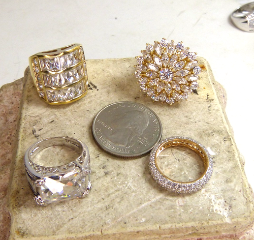 Dealer Lot Of 22 Large Sterling Silver & CZ Statement Rings Some Designer Signed - Picture 8 of 20