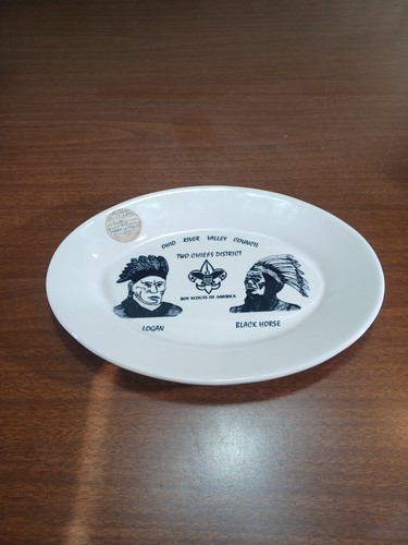 Homer Laughlin Promo One Of A Kind Boy Scouts Two Indian Chief Platter Art  - Picture 1 of 9