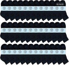 36 Units of Kids Cotton Quarter Ankle Socks In Black Size 4-6 - Boys Ankle Sock