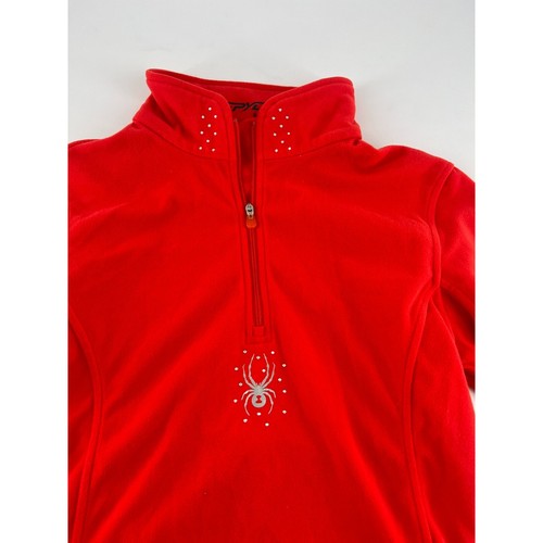 Spyder Sweatshirt Womens Size 6 Red Fleece Pullover Long Sleeve ¼ Zip Sports Act - Picture 6 of 7