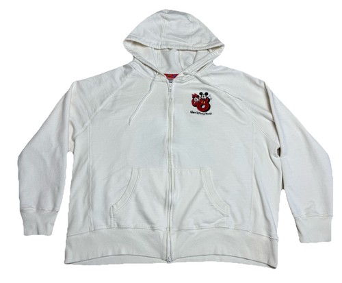 2008 Walt Disney World Hoodie Gr. XL weiß Mickey Minnie Hund Knochen Anhänger Reißverschluss - Bild 3 von 7