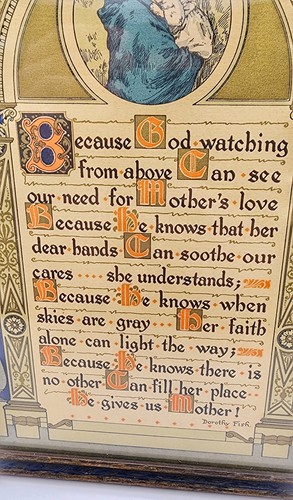 Vtg 1920’s Art Deco Buzza Motto Type Mother Poem In Original Frame 8 X 5” - Picture 4 of 9