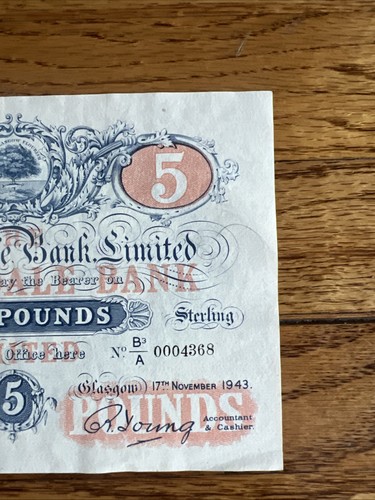 SCHOTTLAND CLYDESDALE BANK 5 POUNDS 1945 P-186 SS SELTEN - Bild 4 von 7