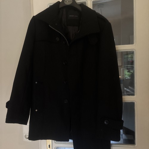 Selected Homme Herren Woll-Mantel Gefüttert Schwarz Größe M Top-Zustand - Bild 8 von 8