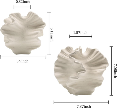 2er Set Keramik Vasen weiß Blumenform minimalistisch nordisch Landhaus Deko - Bild 7 von 12