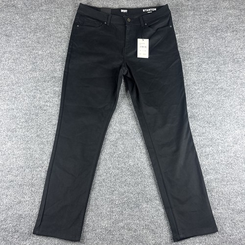 NWT DKNY Mens 34x31* Black Stanton Slim Fit Ultimate Stretch 5 Pockets Pants