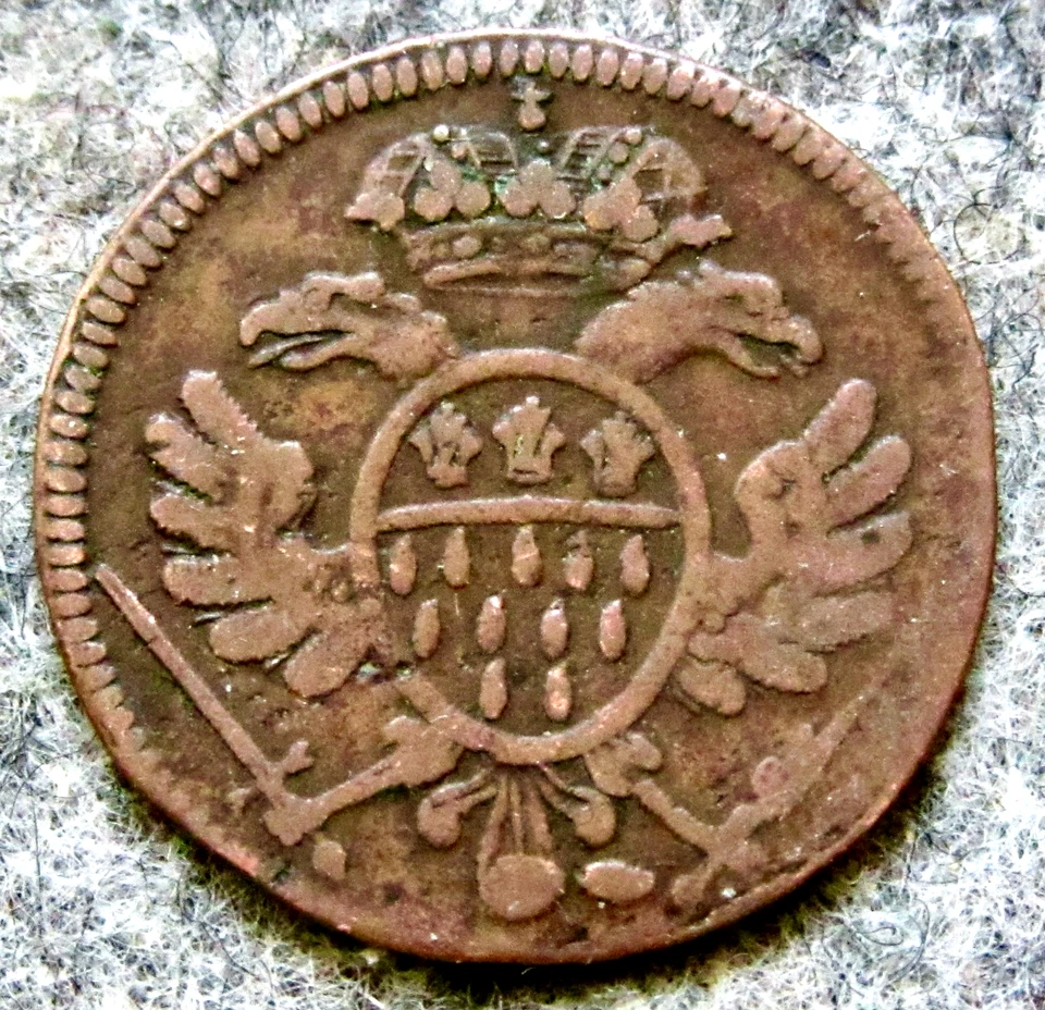 City of Cologne Köln German States 1789 4 Heller, Crowned Eagle Copper km# 440 - Image 2 of 4