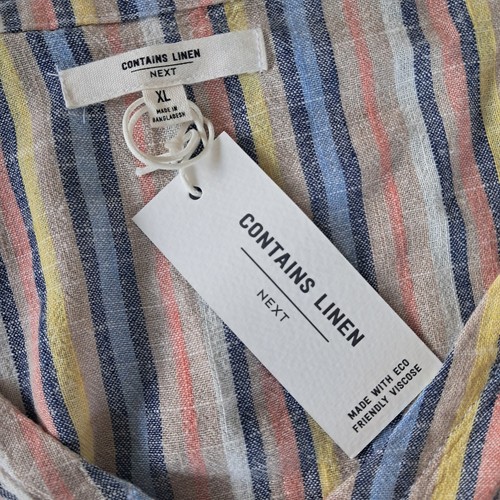 Next Multi Stripe Linen Blend Tiered Mini Dress Size XL - Picture 5 of 7