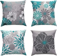 ROCK CLOUD Teal Pillow Covers 18x18 Set of 4 18 x 18 (Pack 4), 