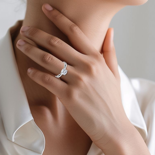 Anillo de boda para mujer corte redondo semi montaje sólido oro blanco 14k tallas 5 5,5 - Imagen 6 de 10