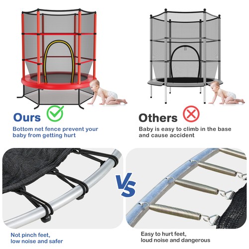 55" Kids Trampoline Bouncing Jumping Mat Recreational Trampoline W/Enclosure Net - Picture 5 of 12