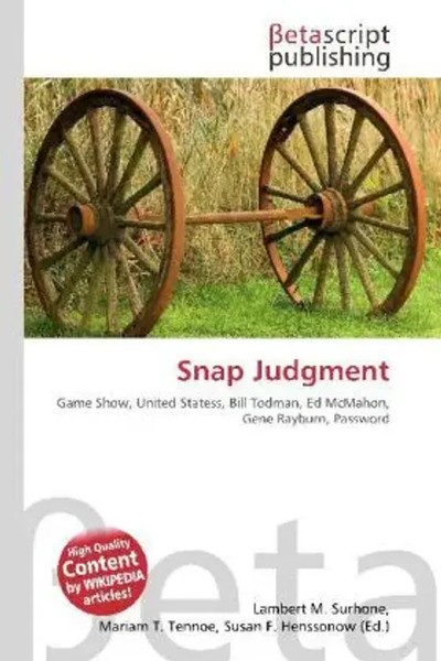 Lambert M. Surhone (U. A.) | Snap Judgment | Taschenbuch | Englisch (2026)-image