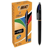 BIC 4 Colours Pro Multi Pen, Coloured Pens All In 1 count (Pack of 12) 