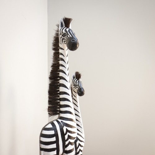 Two Hand Carved Zebras in Saur wood. Bali Indonesian Ornament - Picture 12 of 13