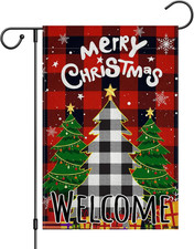 Winter Christmas Tree Garden Flag Double Sided 12X18 Inch Merry Christmas Tree S