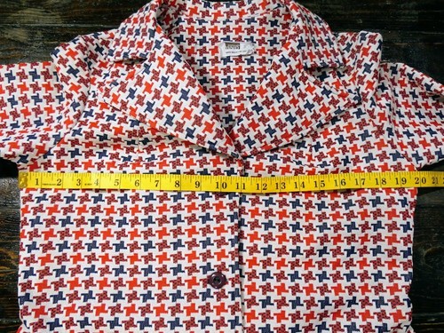 Vintage 70s Montgomery Ward L Women's Blazer Red White & Blue Houndstooth Check - Picture 13 of 17