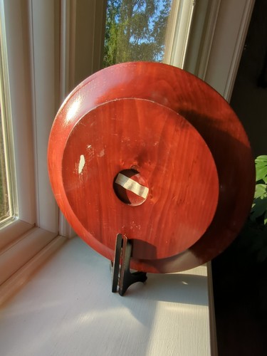 Vintage verzierter handgeschnitzter Holz Wandteller Jungfrau Heilige Mutter Maria 14" religiös - Bild 16 von 20