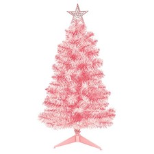 3FT Pink Premium Hinged Artificial Holiday Small Mini Christmas Tree for Tabl...